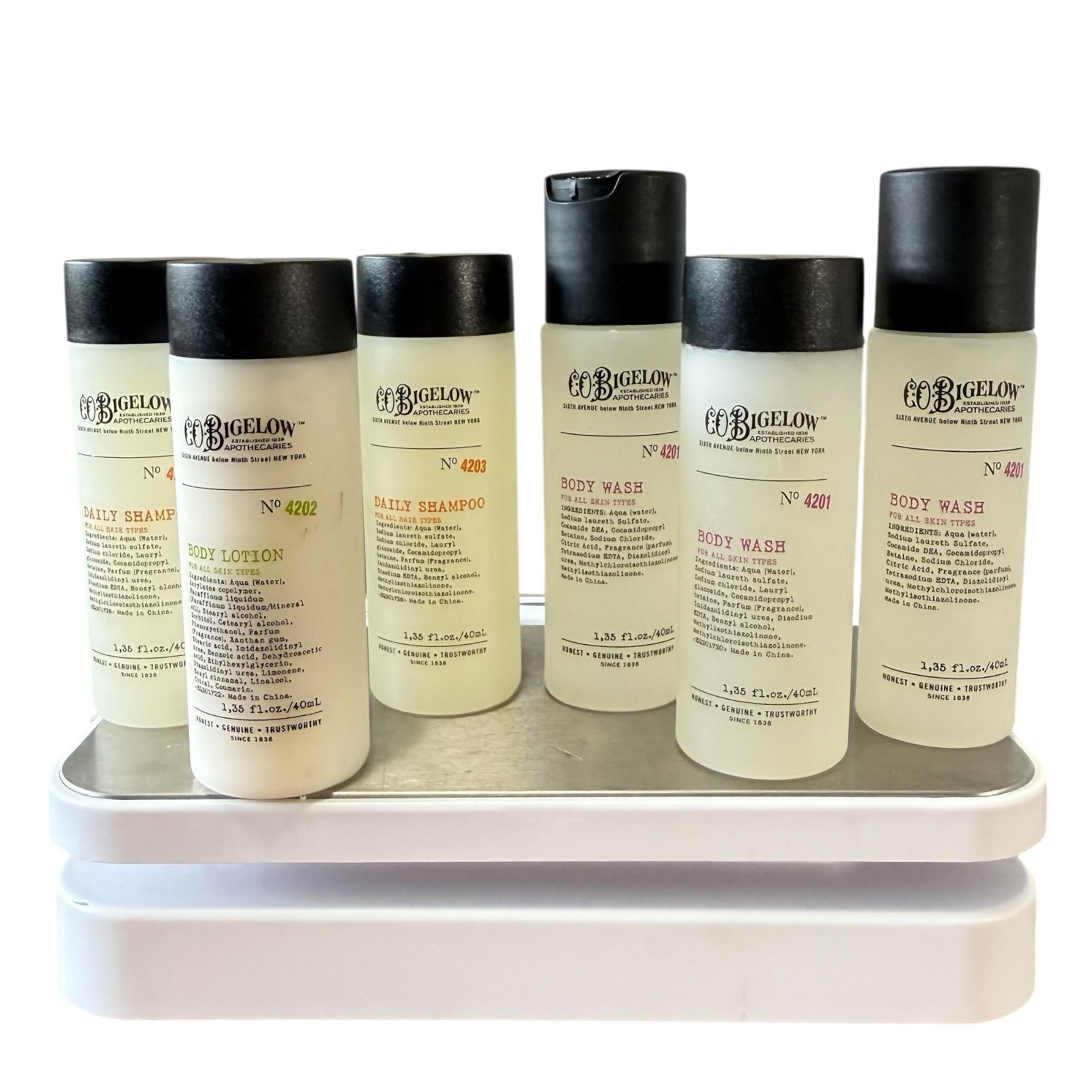C.O. Bigelow Travel Lot Lotion Shampoo  Body Wash 6 Piece 1.35 fl oz mini size