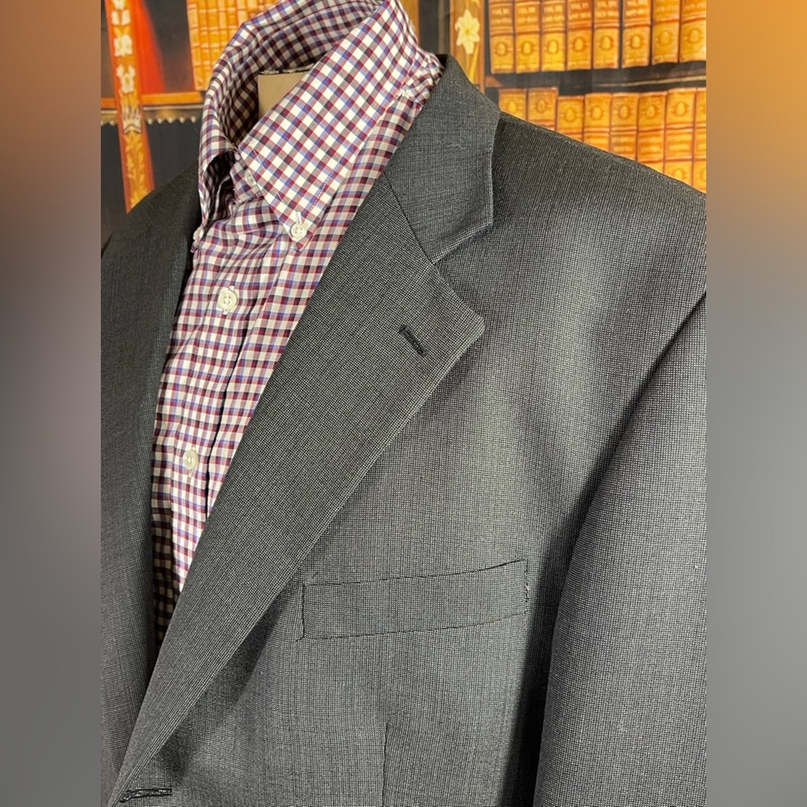 Ralph Lauren Chaps sports jacket mens sz 44T gray wool blazer suit jacket Vtg