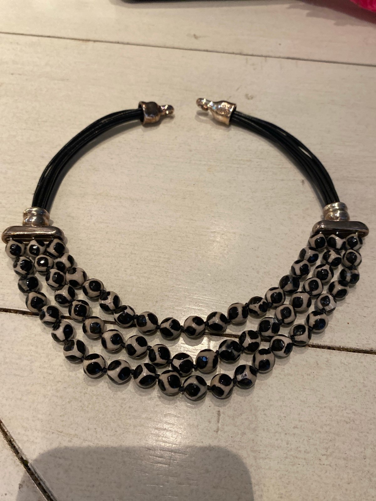 Designer Necklace One kind of, Silver 925, Genuine Stones, Leather , New