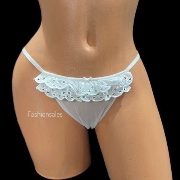 Victorias Secret Dream Angels Eyelet Lace String Bikini panty Vs White Medium