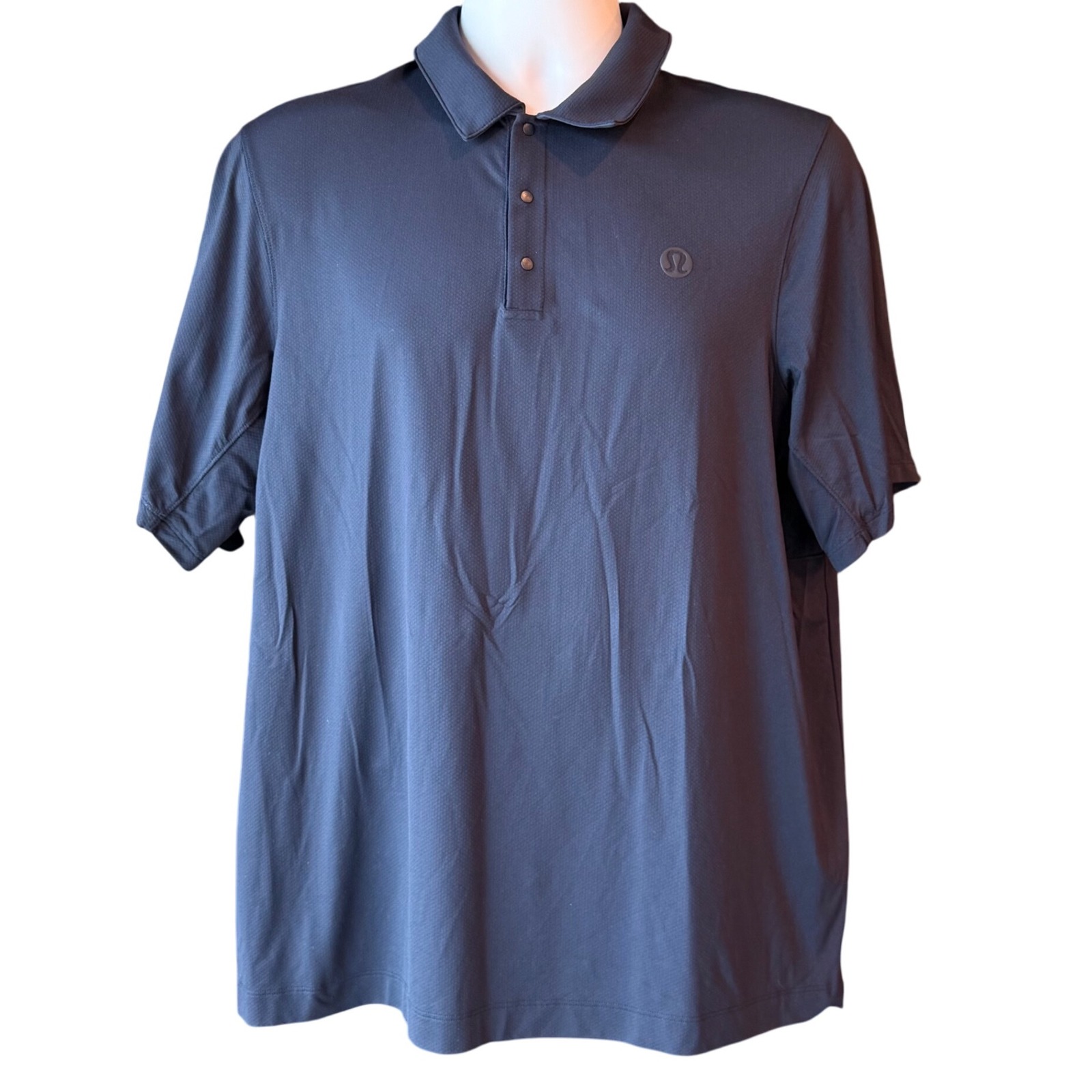 LULULEMON Men's Casual Performance Polo Shirt Navy Blue Size Medium