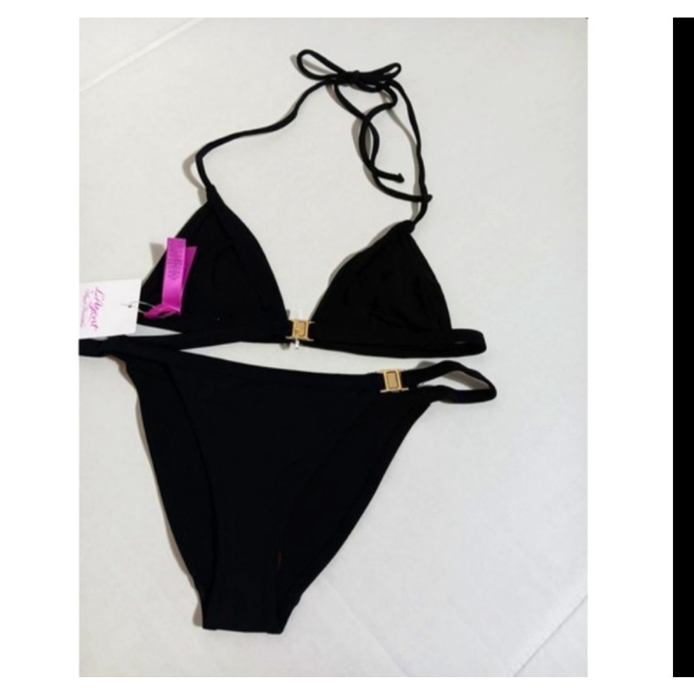 L'agent by AGENT PROVOCATEUR 2 Piece Black and Gold Swimsuit Bikini Size S