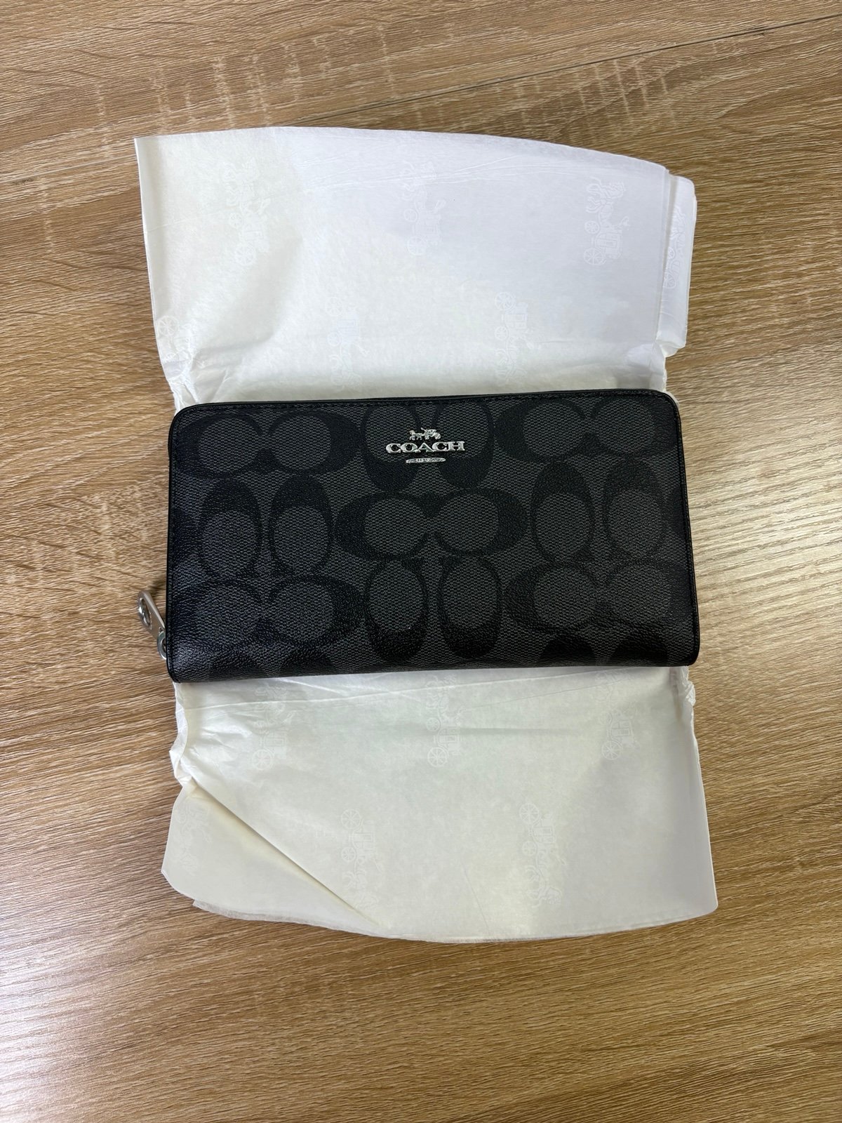 Coach Medium Id Zip Wallet In Signature Canvas Brown Black 88913