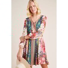 NWT FARM Rio x Anthropologie Topanga Mini in Floral Print V-Neck Dress L 180