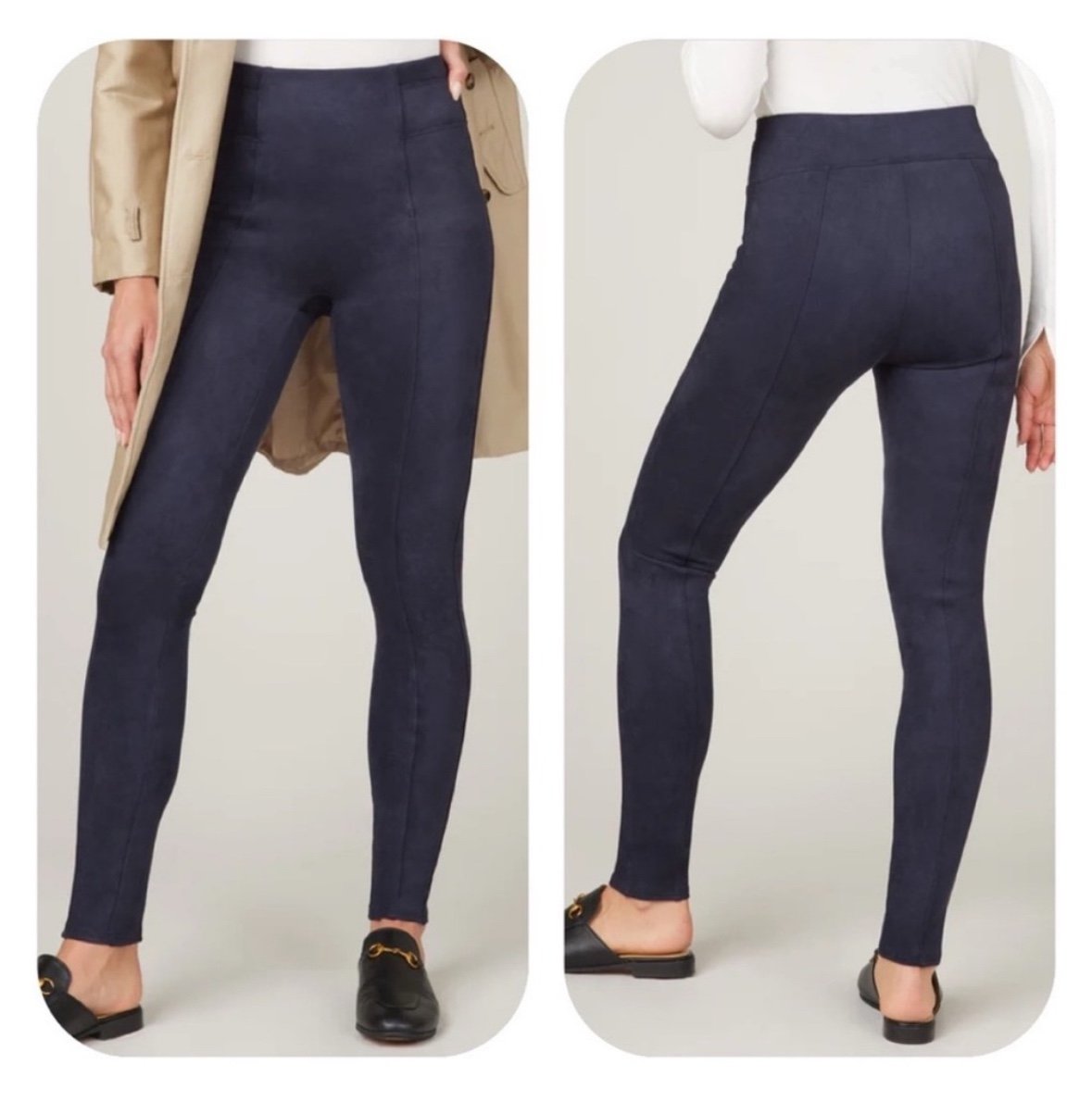 SPANX Faux Suede Navy Leggings