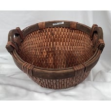 1343 Vintage Hand woven Willow wood basket Oval Shape