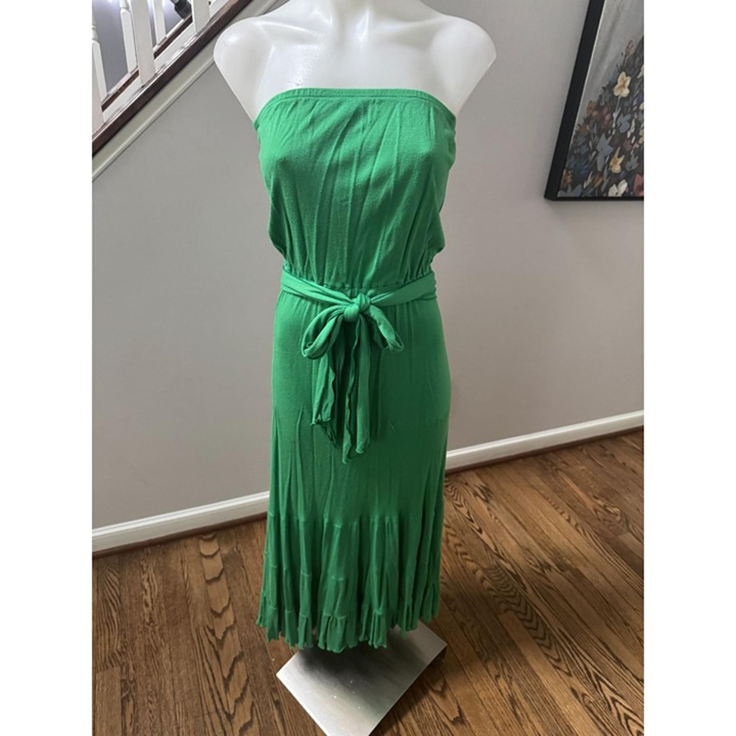 DVF Diane von Furstenberg Green Strapless Belted Maxi Dress Size 2