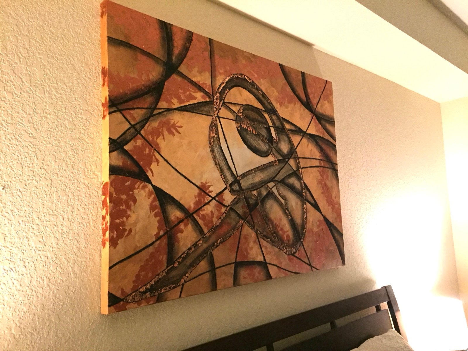 Painting canvas ready to hang Copper details shinny by Artist ORIGINAL