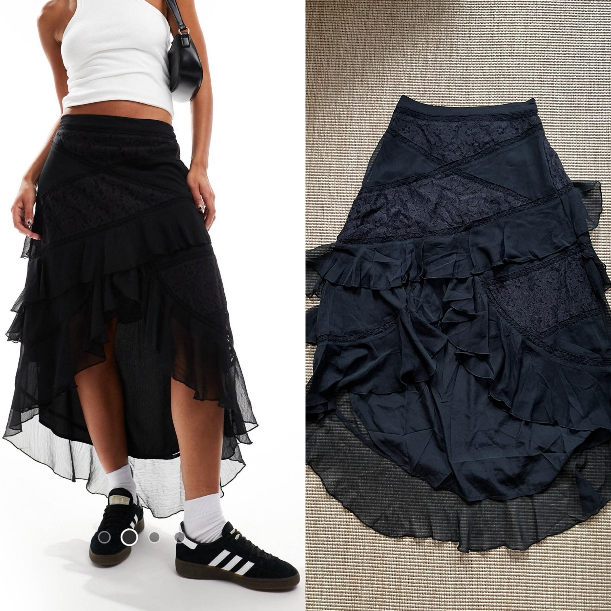 $69 ASOS Miss selfridge chiffon lace ruffle black skirt