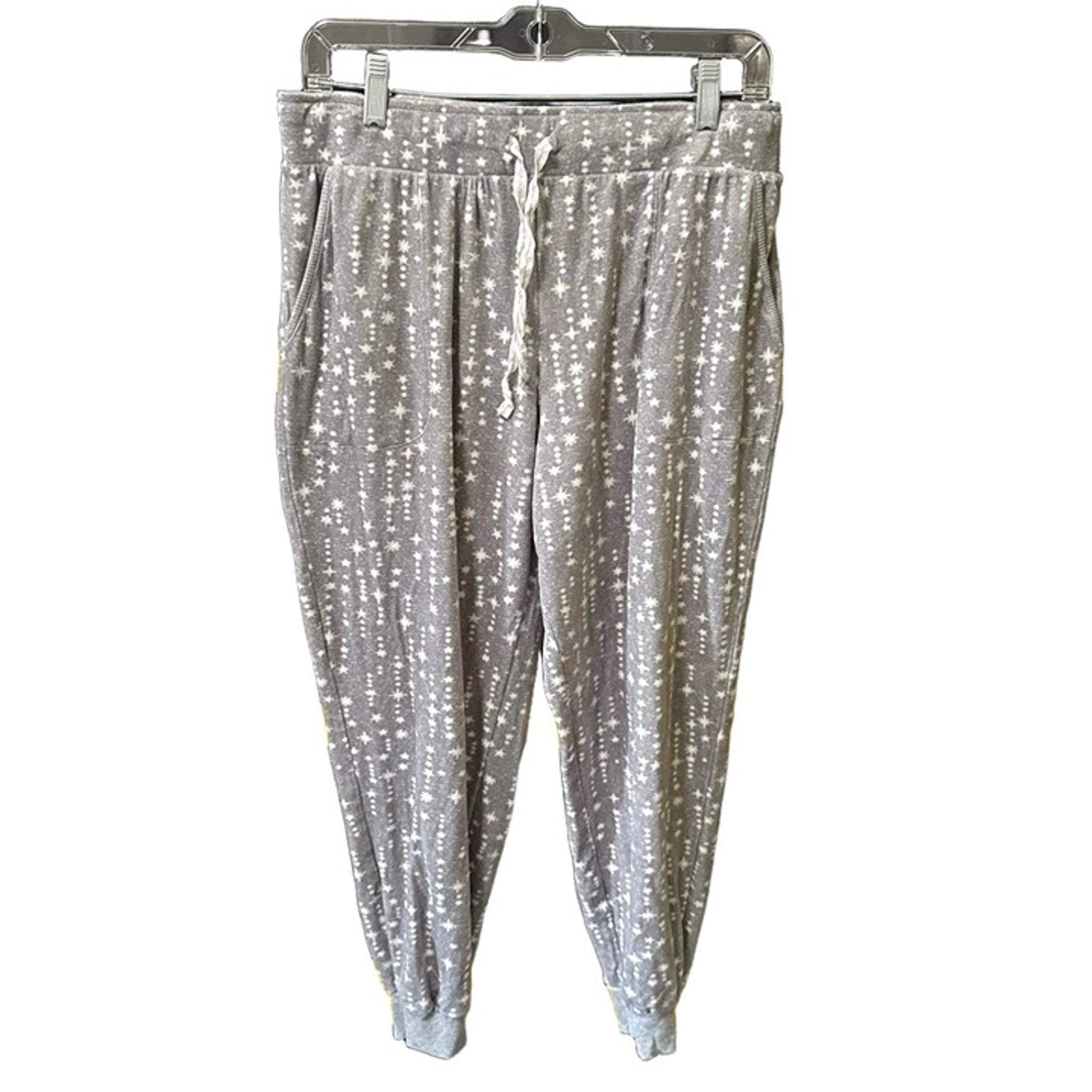 Nautica Pajama Pants Womens Medium Grey White Star Pattern Drawstring Pockets