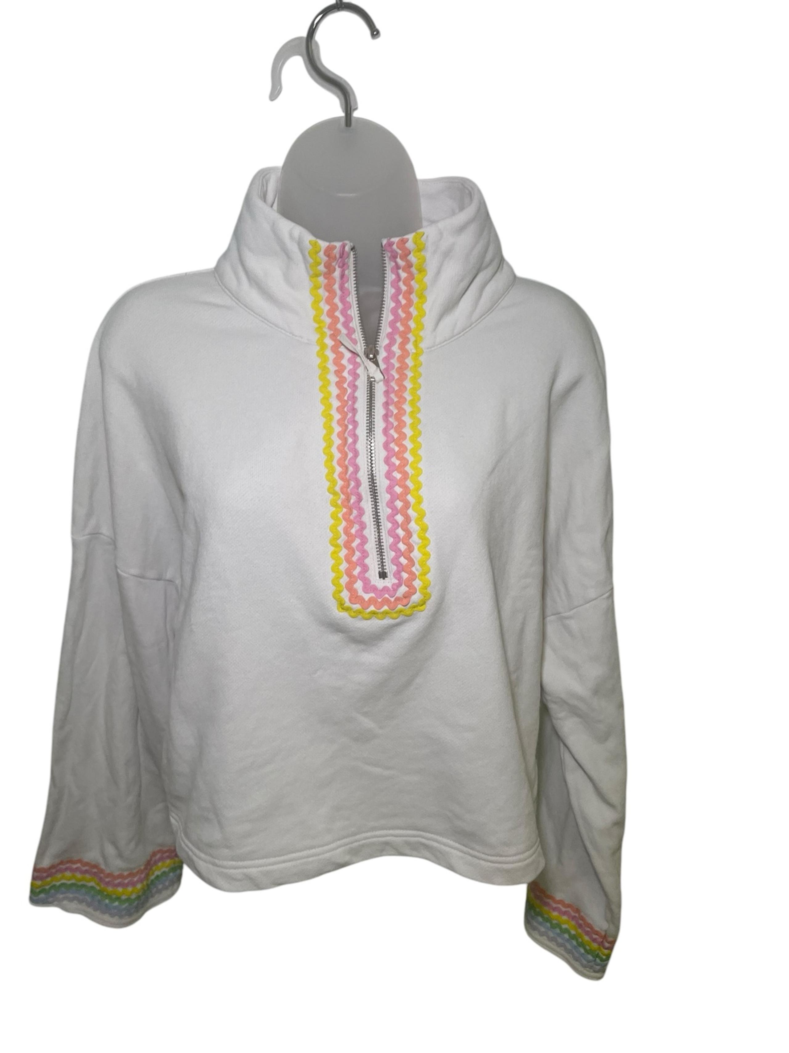 Something Navy Rainbow Cotton Quarter Zip Sweatshirt Size Medium