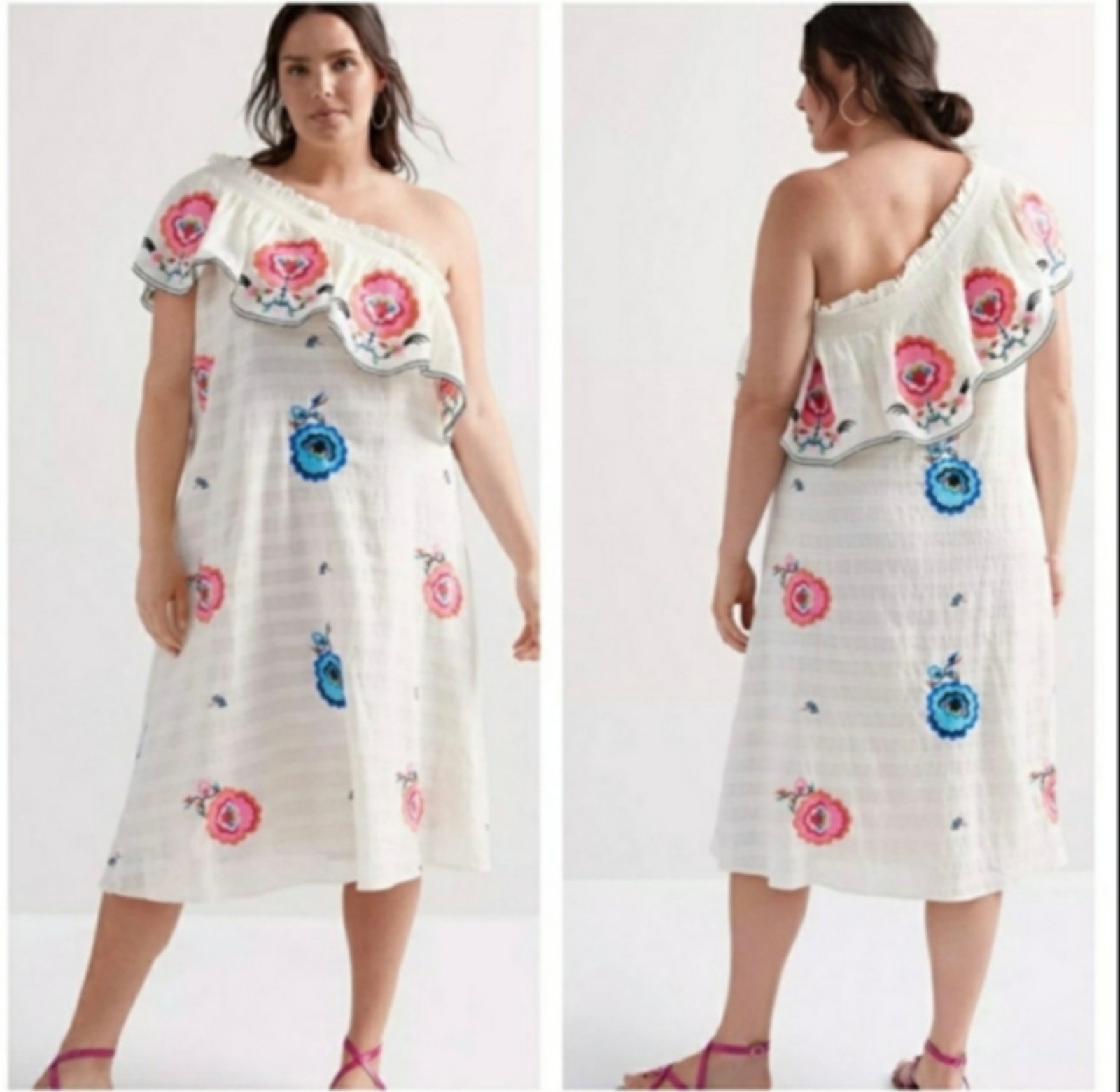 Anthropologie Plenty by Tracy Reese Embroidered One Shoulder Dress 1201