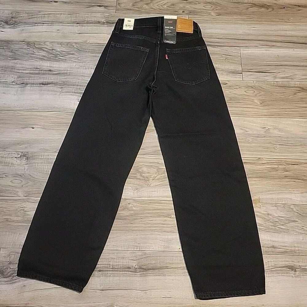 Levi's Premium Jeans Womens 25x30 Black Baggy Dad Distressed Mid Rise NWT 118