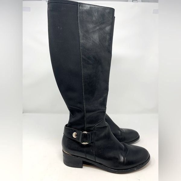 Steve Madden Ryder Black Leather Textile Riding Boot Size 8.5