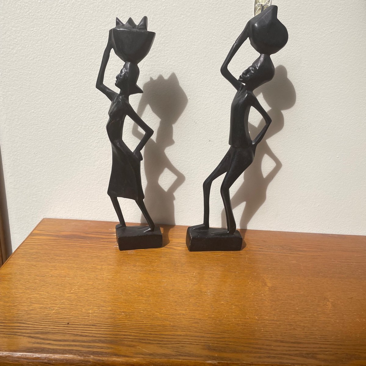 Handcrafted Primative Wood Figures vintage 1960’s lot of 2