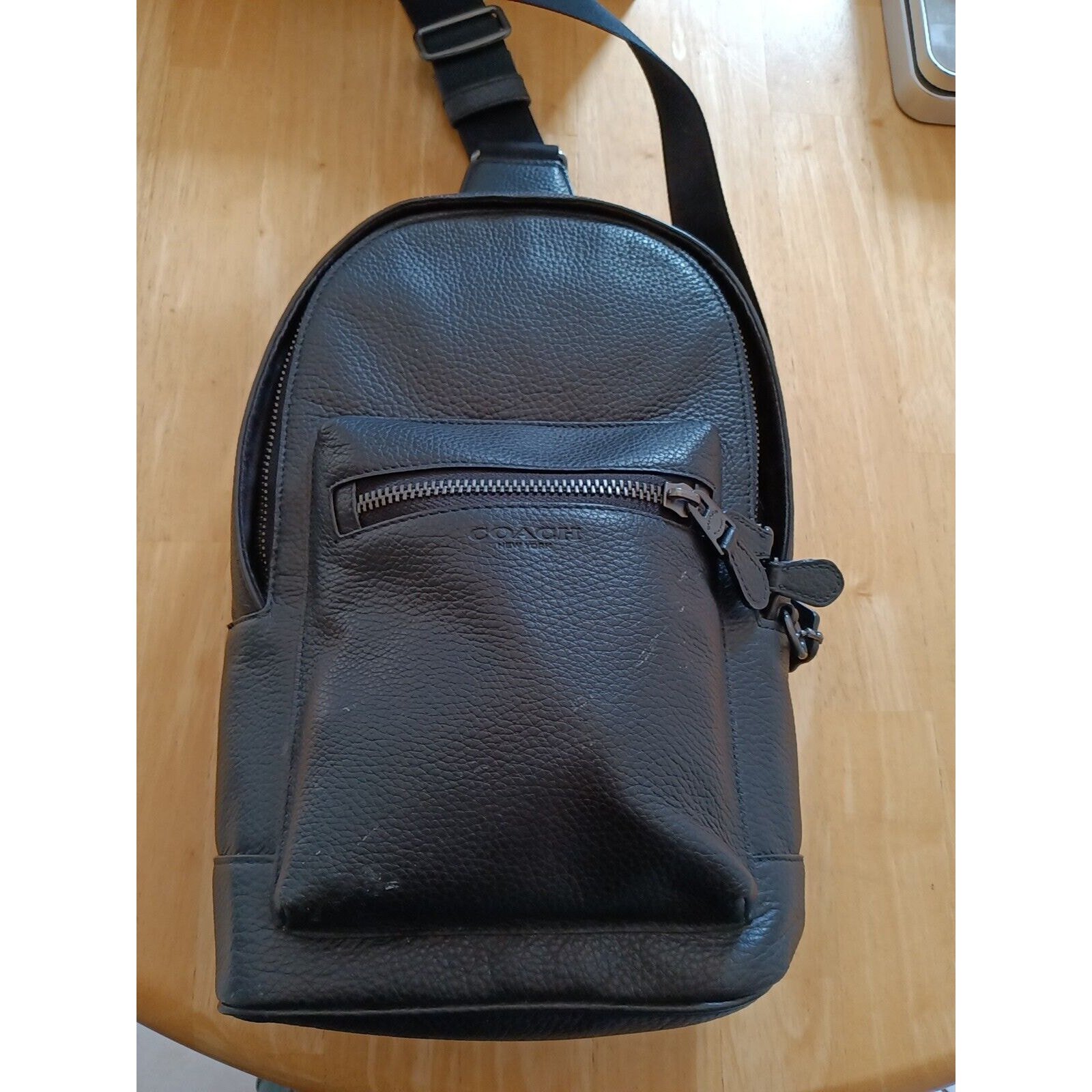 Coach West Pack Backpack Sling Black Leather Authentic
