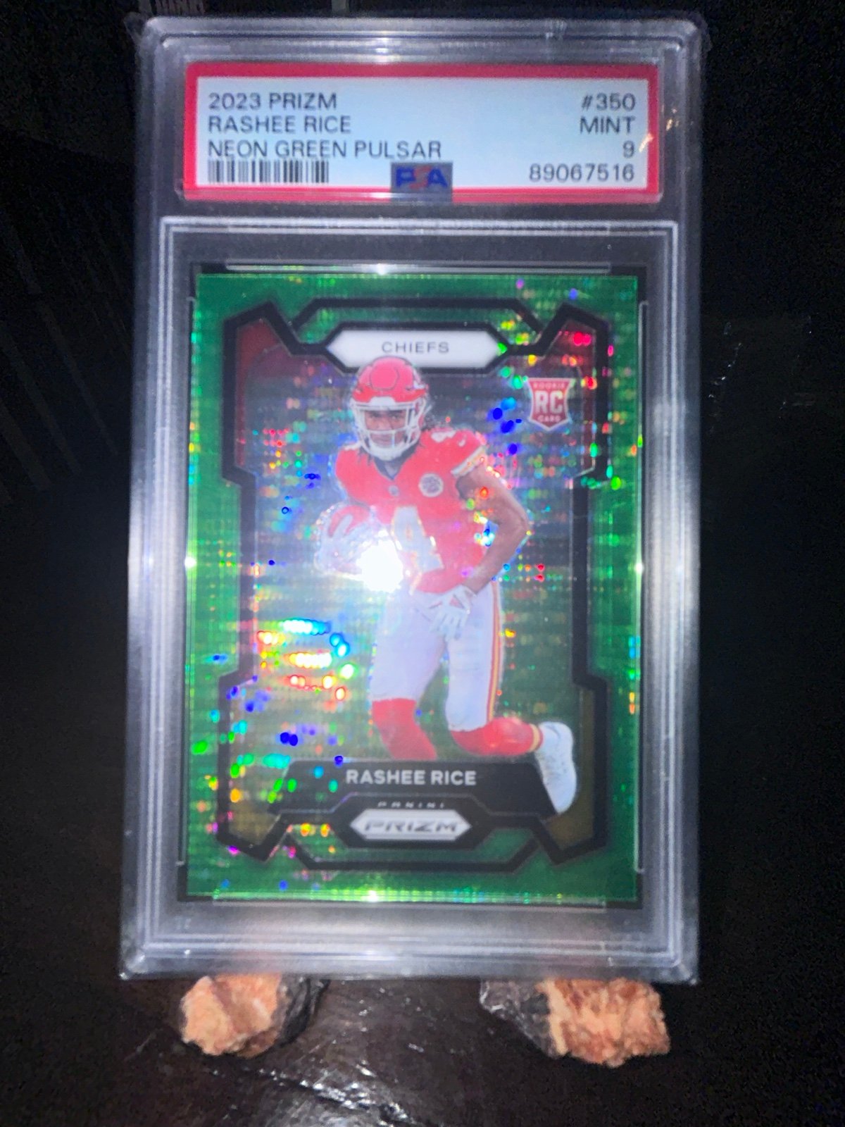 2023 Panini Prizm RASHEE RICE NEON GREEN PULSAR RC PSA 9 Mint ROOKIE KC MINT 9