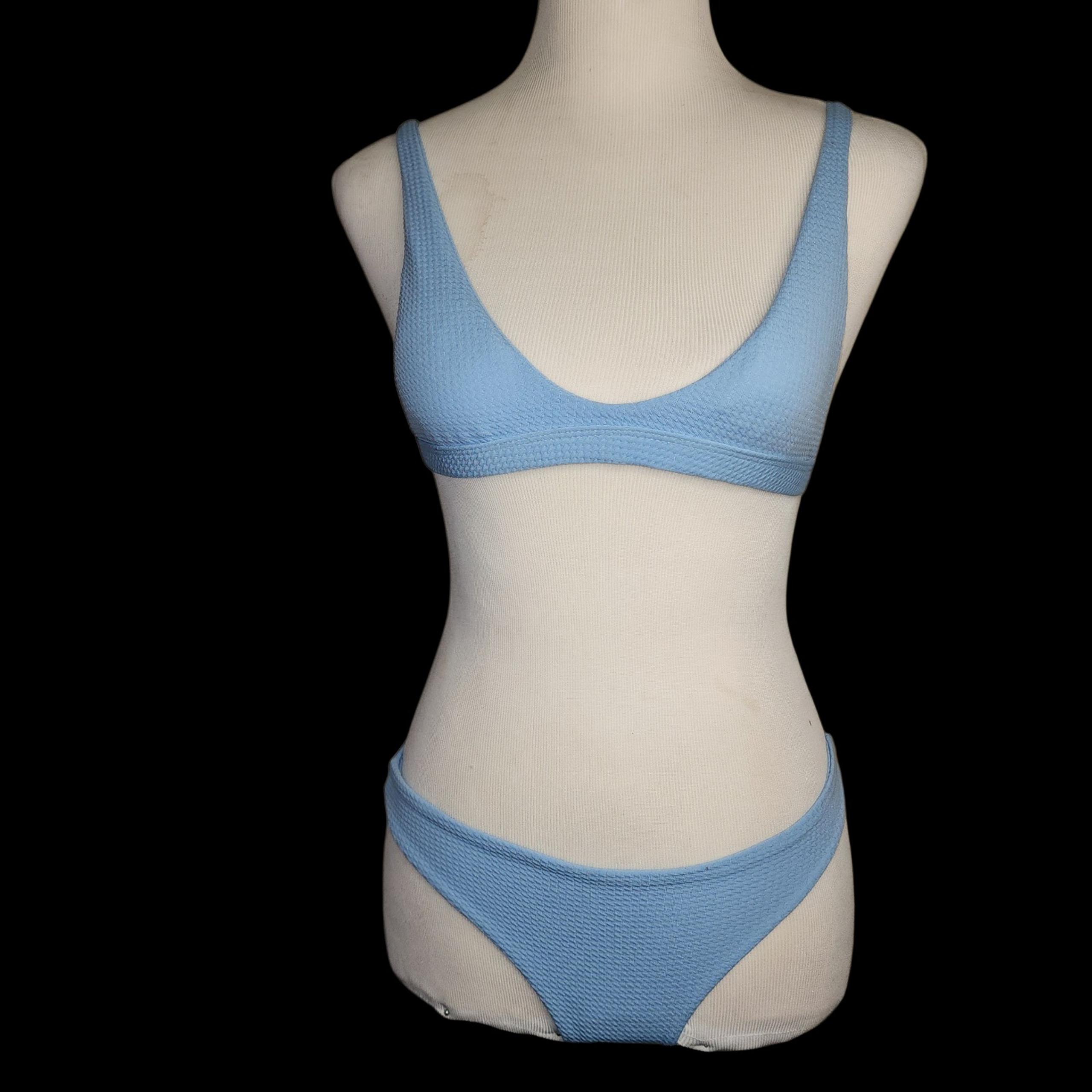Boutique 2PC Blue Bikini Set SMALL Adjustable Straps Baddie Cheeky Swimwear NWOT