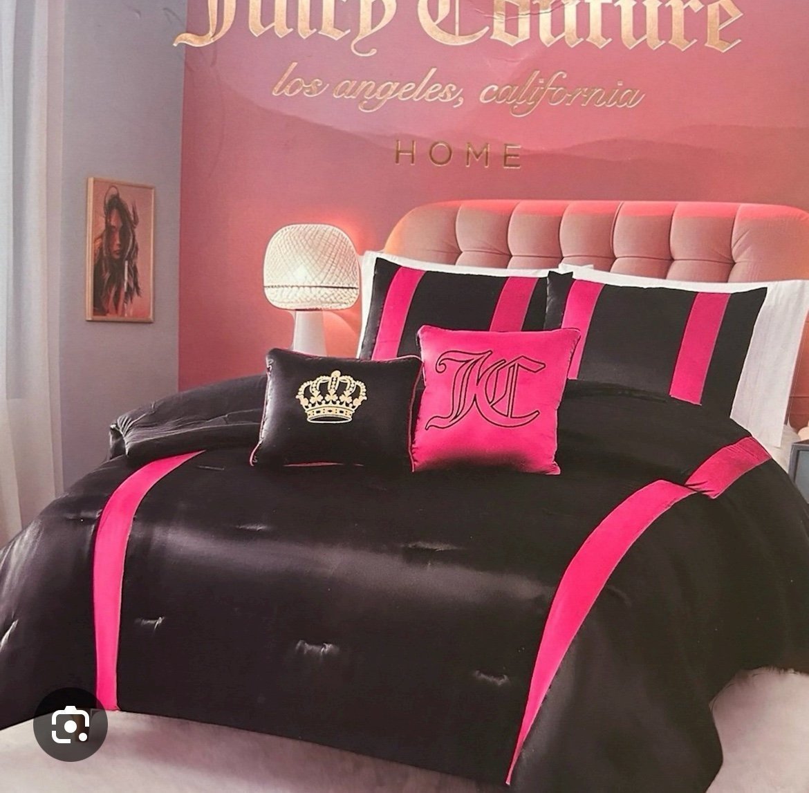 JUICY COUTURE 5 PIECE BED FULL/QUEEN SATIN JACQUARD COMFORTER