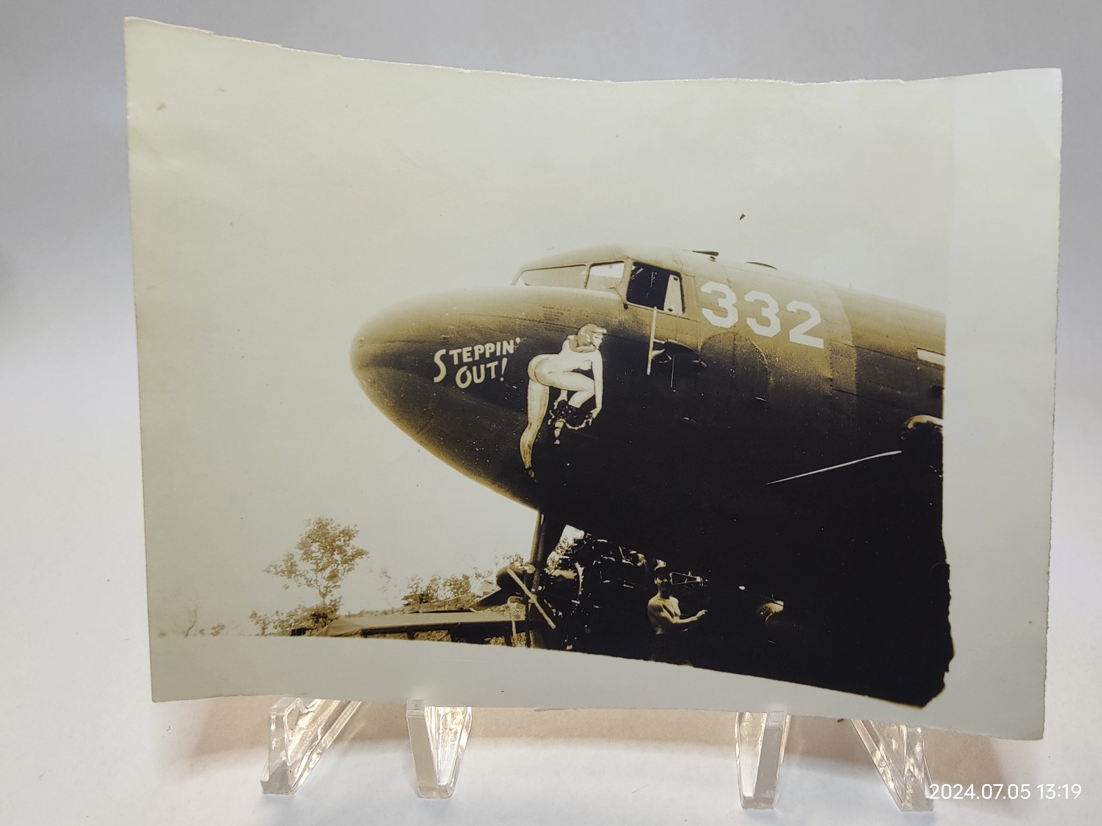 WWII Nose Art ORIGINAL Army photograph C-47 Steppin Out Pinup Military Aviation