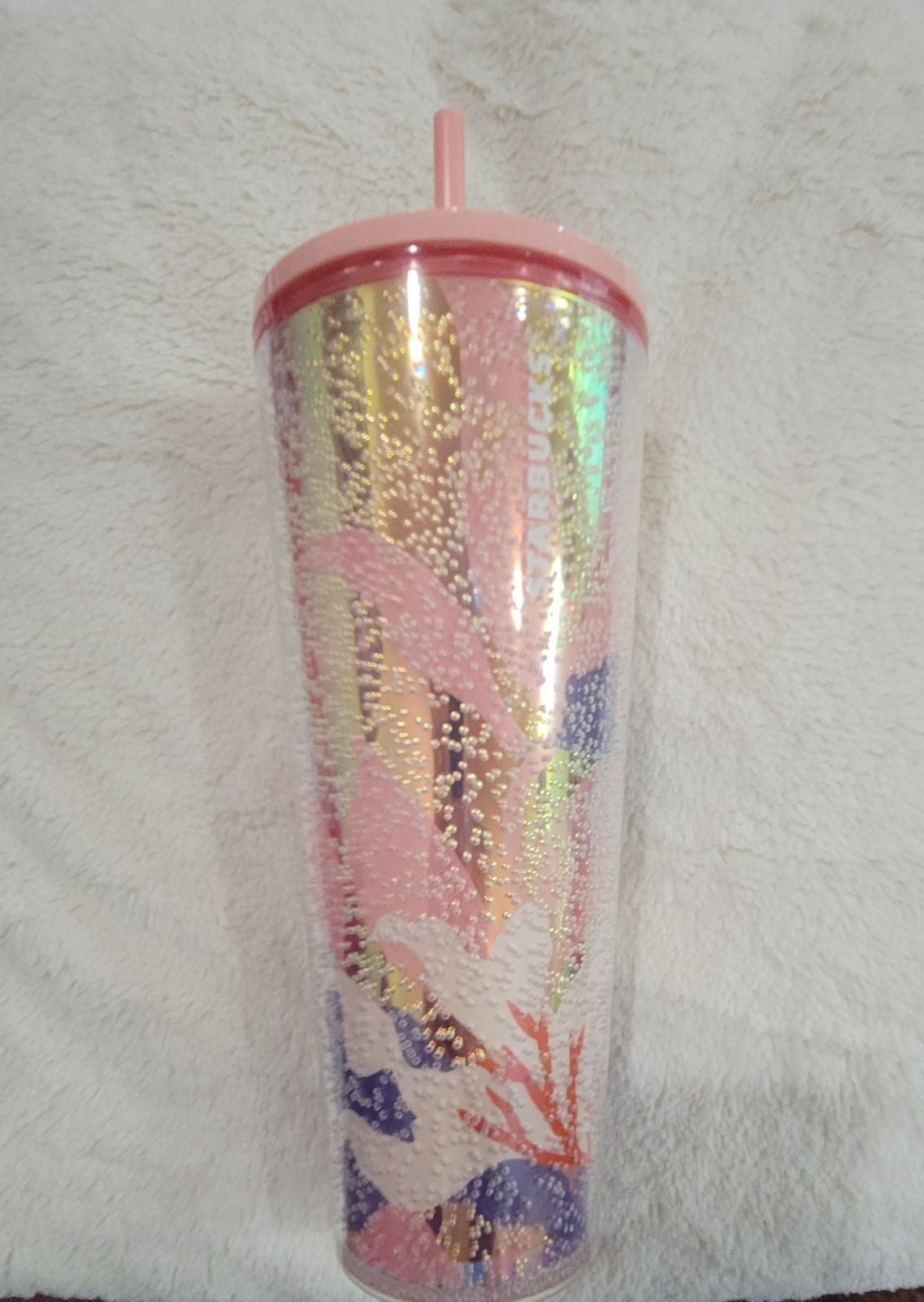 New Starbucks coral bubble tumbler