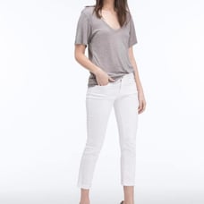AG Adriano Goldschmied The Stilt Roll Up Cigarette Low Rise White Denim
