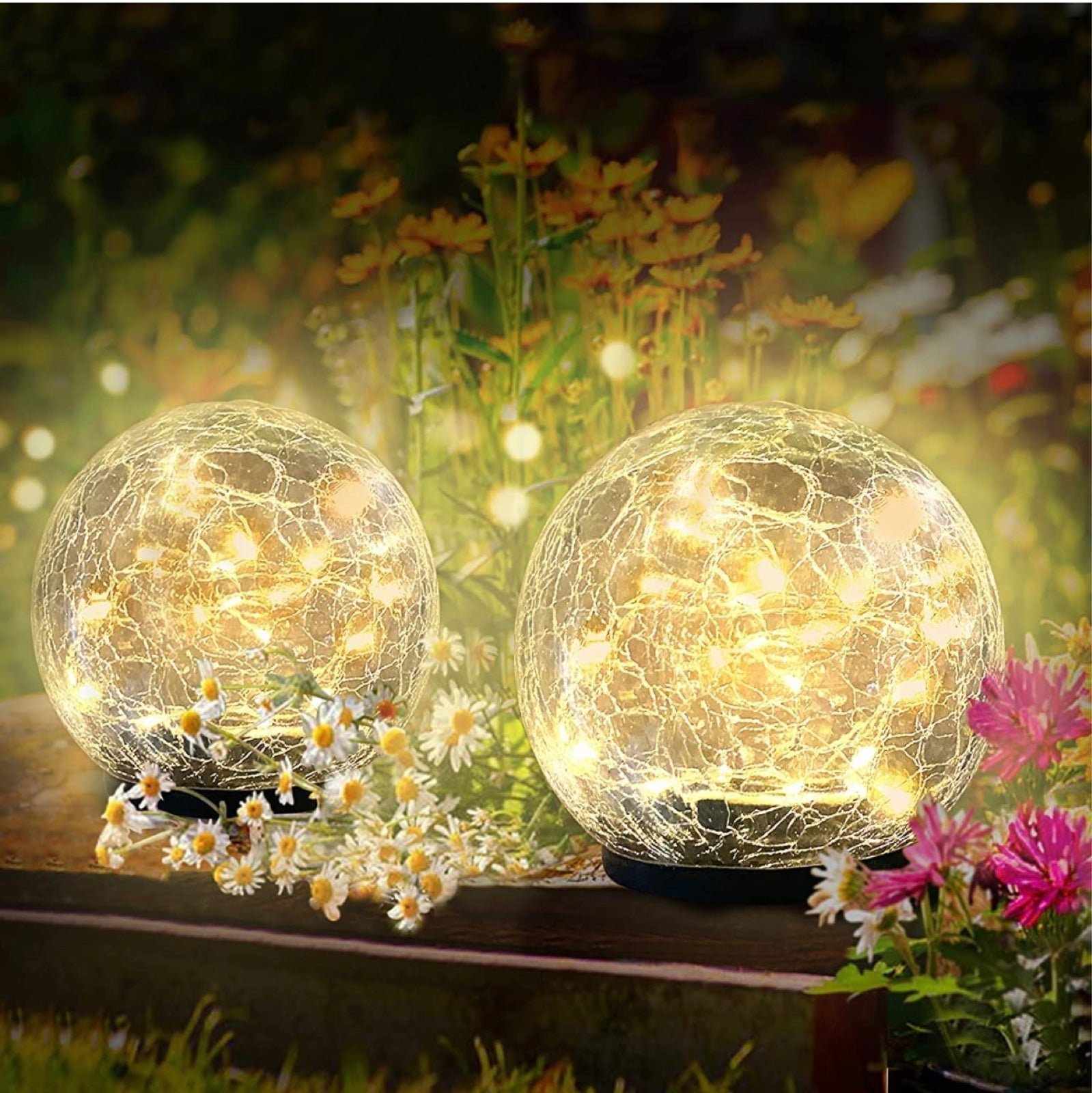 12 Packs Crack Glass Ball Solar Ground Lights
