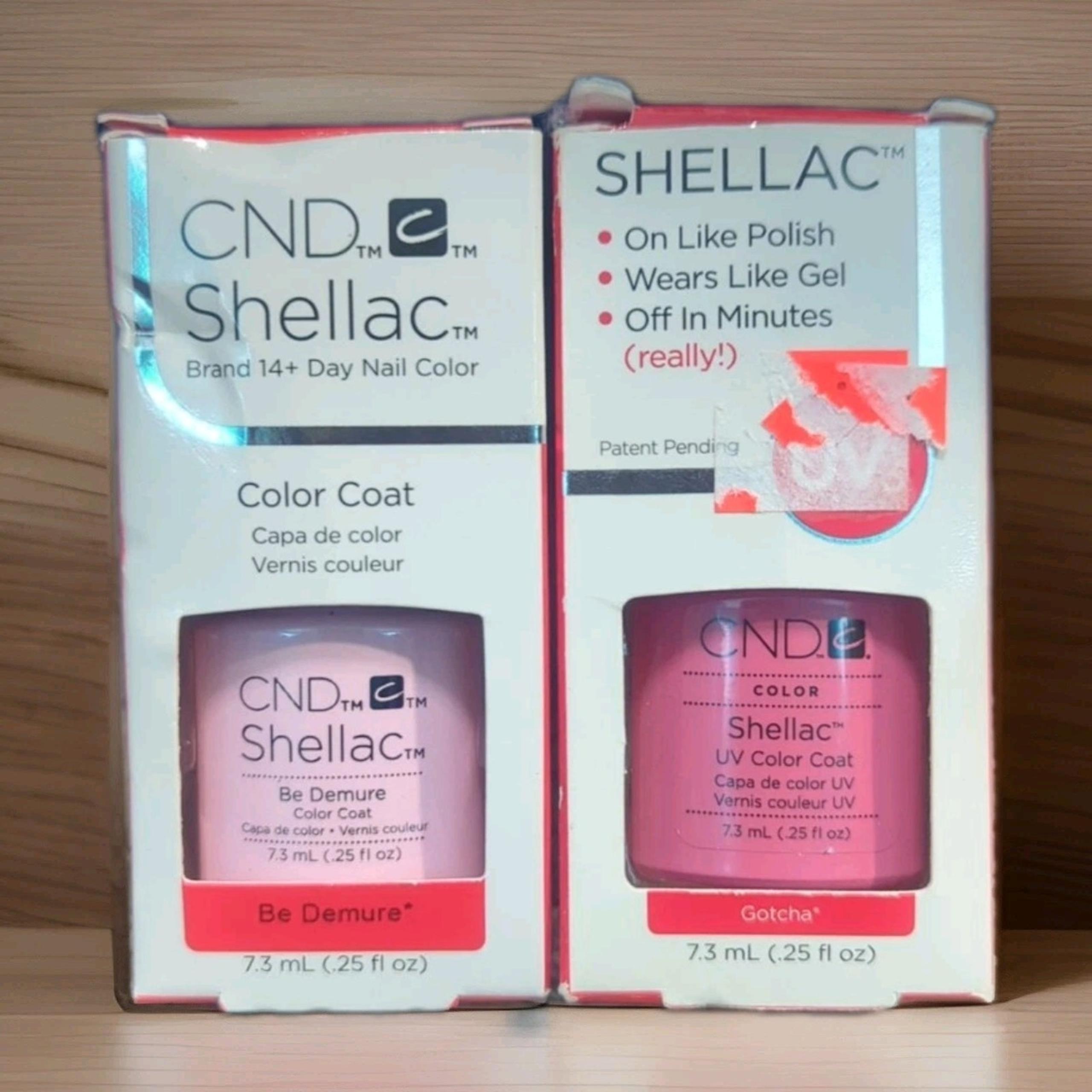 CND SHELLAC GEL NAIL POLISH BE DEMURE & GOTCHA NIB