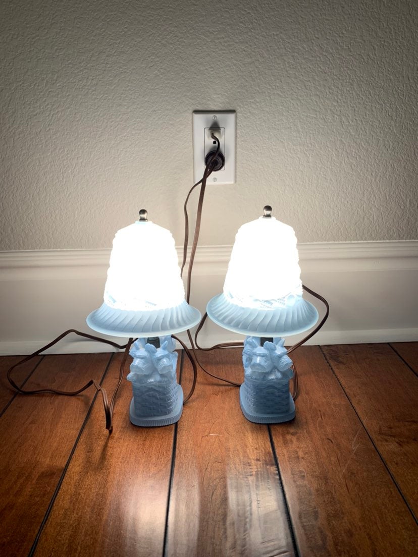 Pair of antique (1930s-1940s) blue Scottie dog lamps