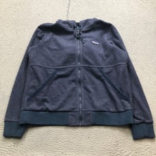 Patagonia Sherpa Jacket Sweatshirt Hoodie Women Medium Full Zip Drawstring Blue