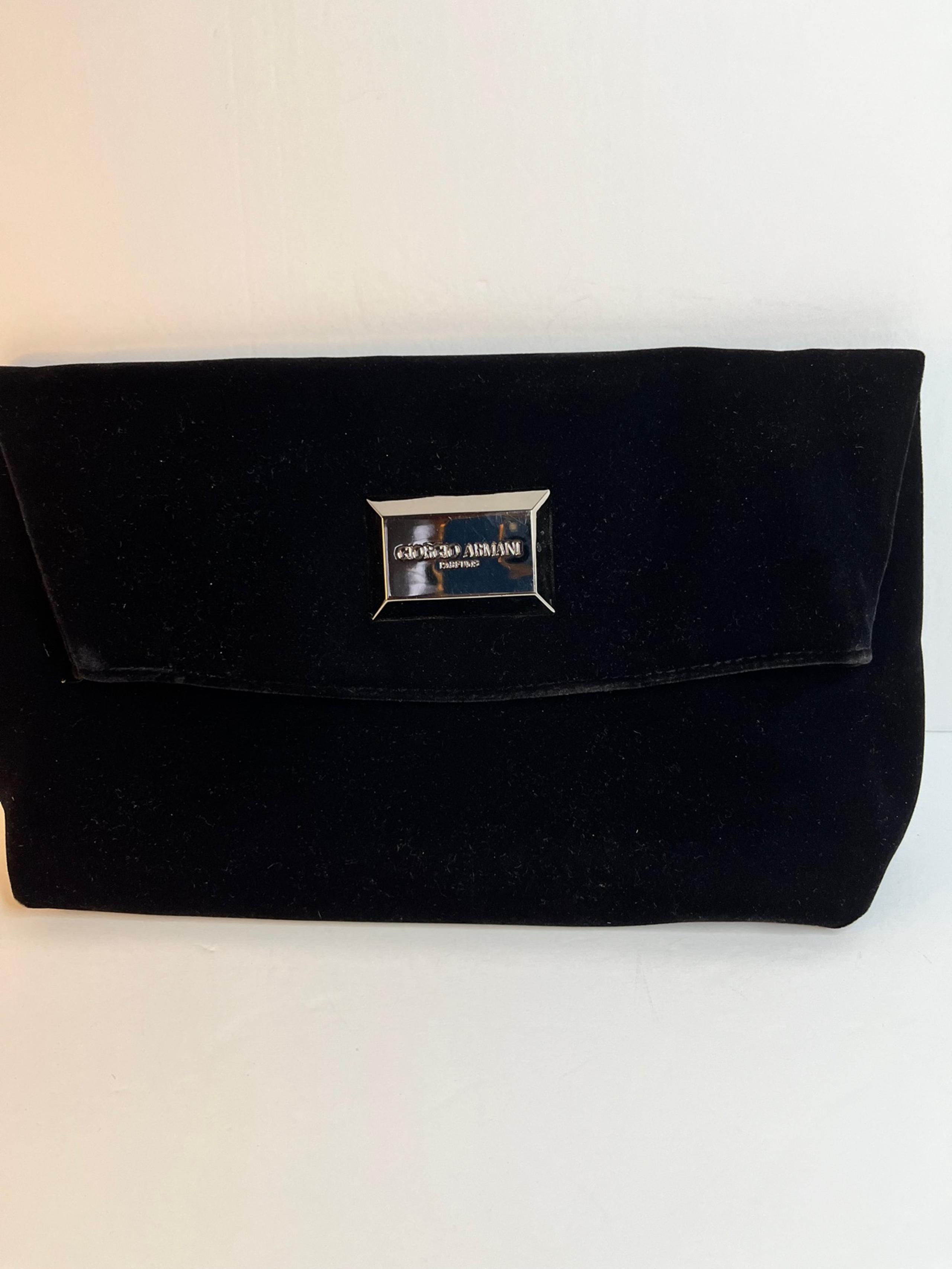 GIORGIO ARMANI Parfums Velour Black Luxury Evening Clutch Pouch Purse magnetic