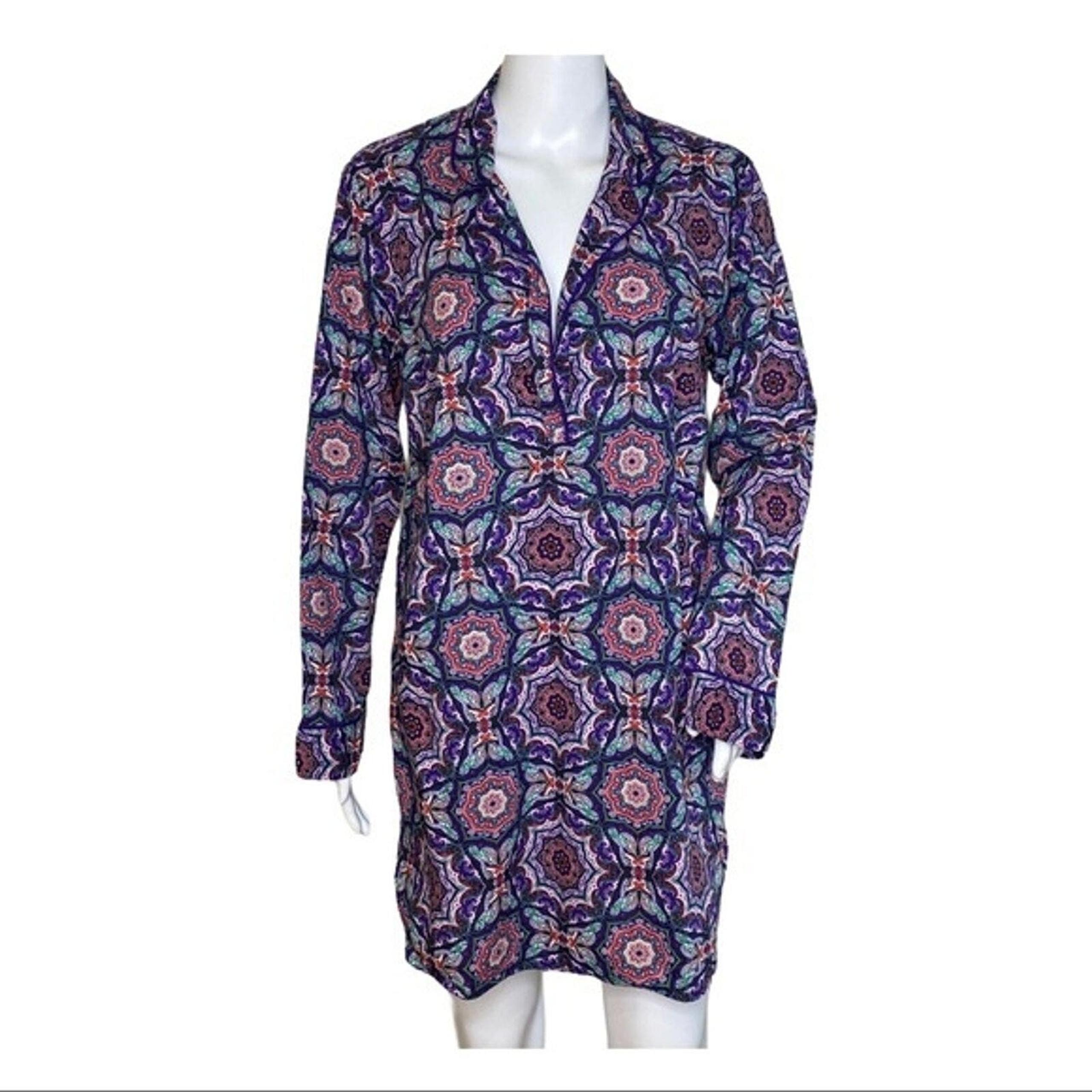 Victoria's Secret Sleep Shirt Womens Small Purple Pink Medallion Print Mayfair