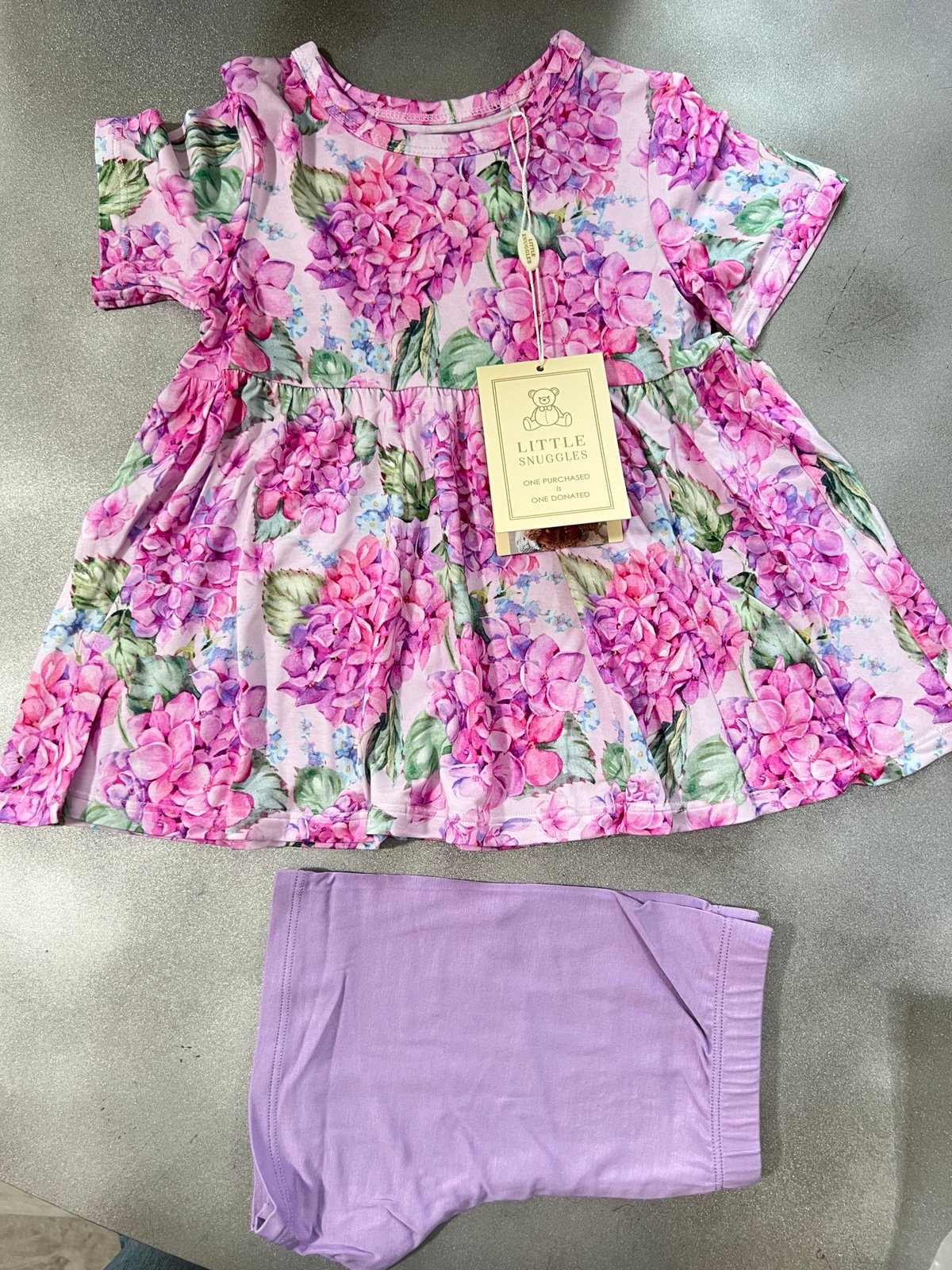Charlie’s Project Little Snuggles Hydrangea Peplum and shorts set NWT 2T bamboo