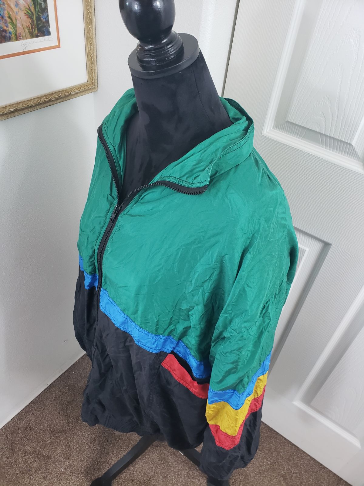 Vintage 100% Silk Rasta Windbreaker