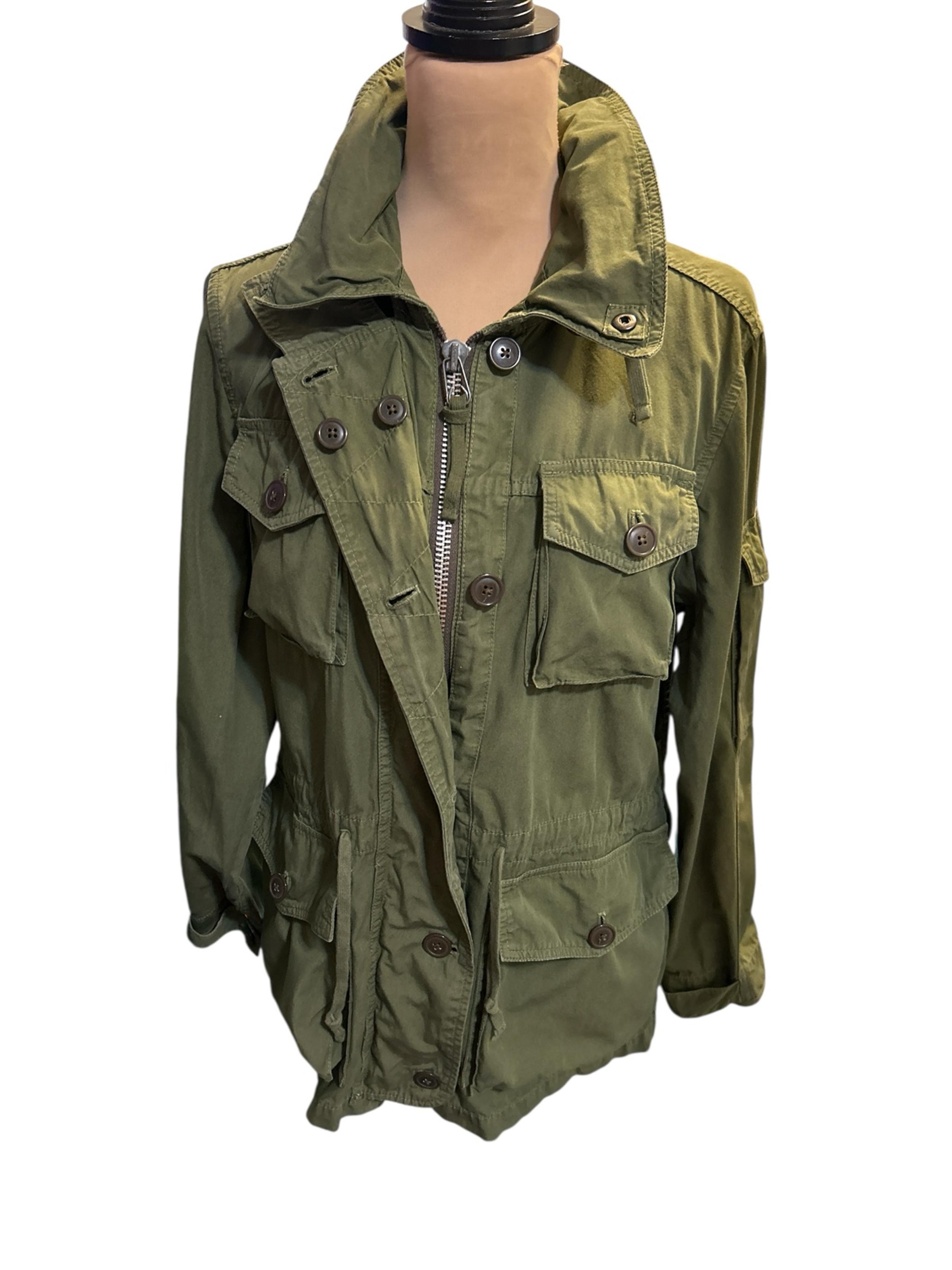 J.CREW OD Green Cotton Field Mechanic Military Utility Jacket Coat E0945 Medium