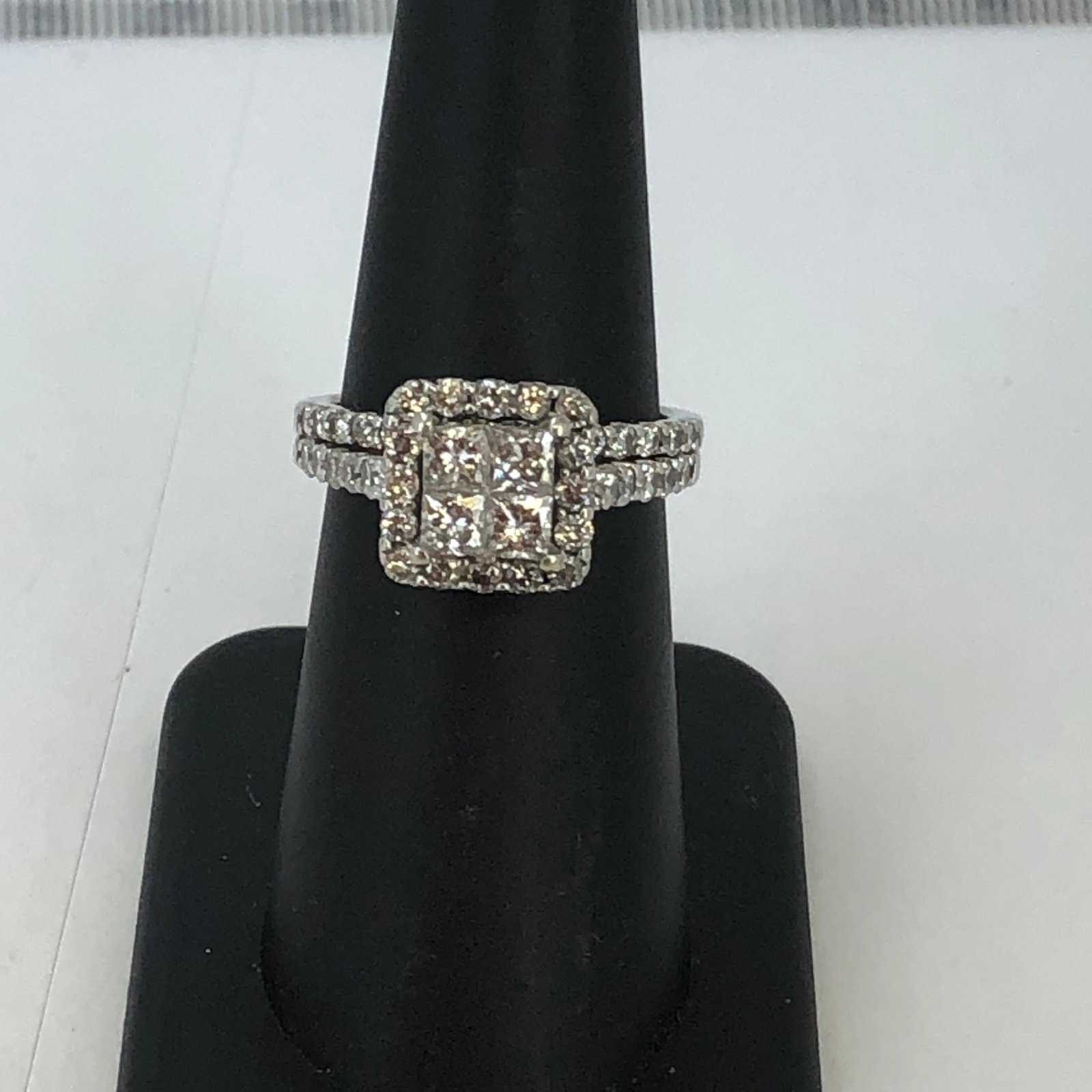 14k white gold diamond ring set size 6.5 (113234)