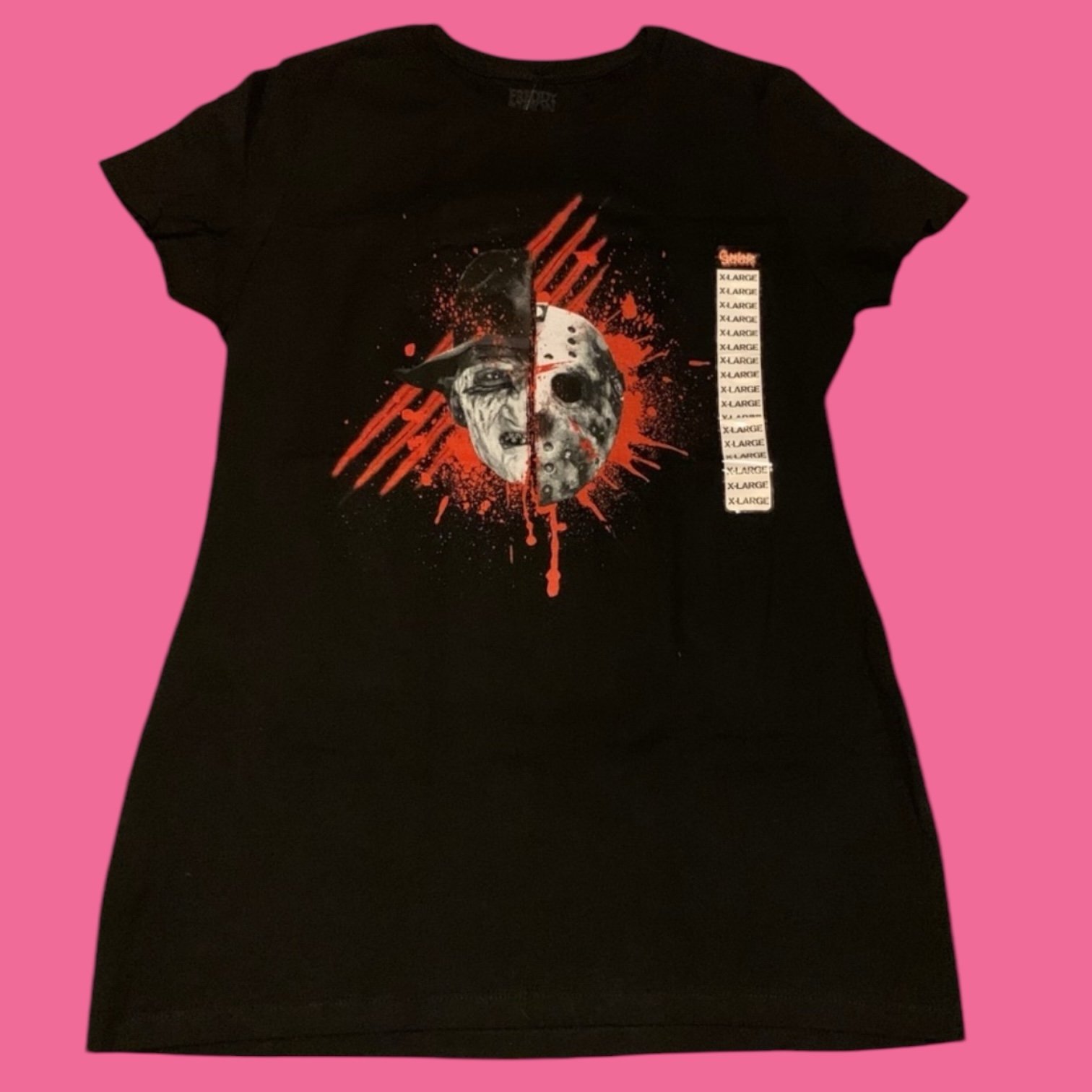 Freddy Vs Jason Split Mask Y2K Gothic Shirt Halloween Spooky Horror Movie