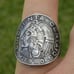 Ring 1980 Aztec Warrior Mexican centavos coin sterling silver band