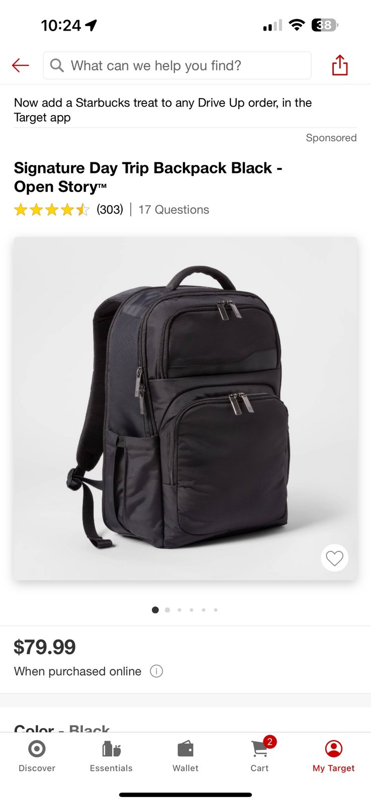 Signature Day Trip Backpack Black - Open Story™