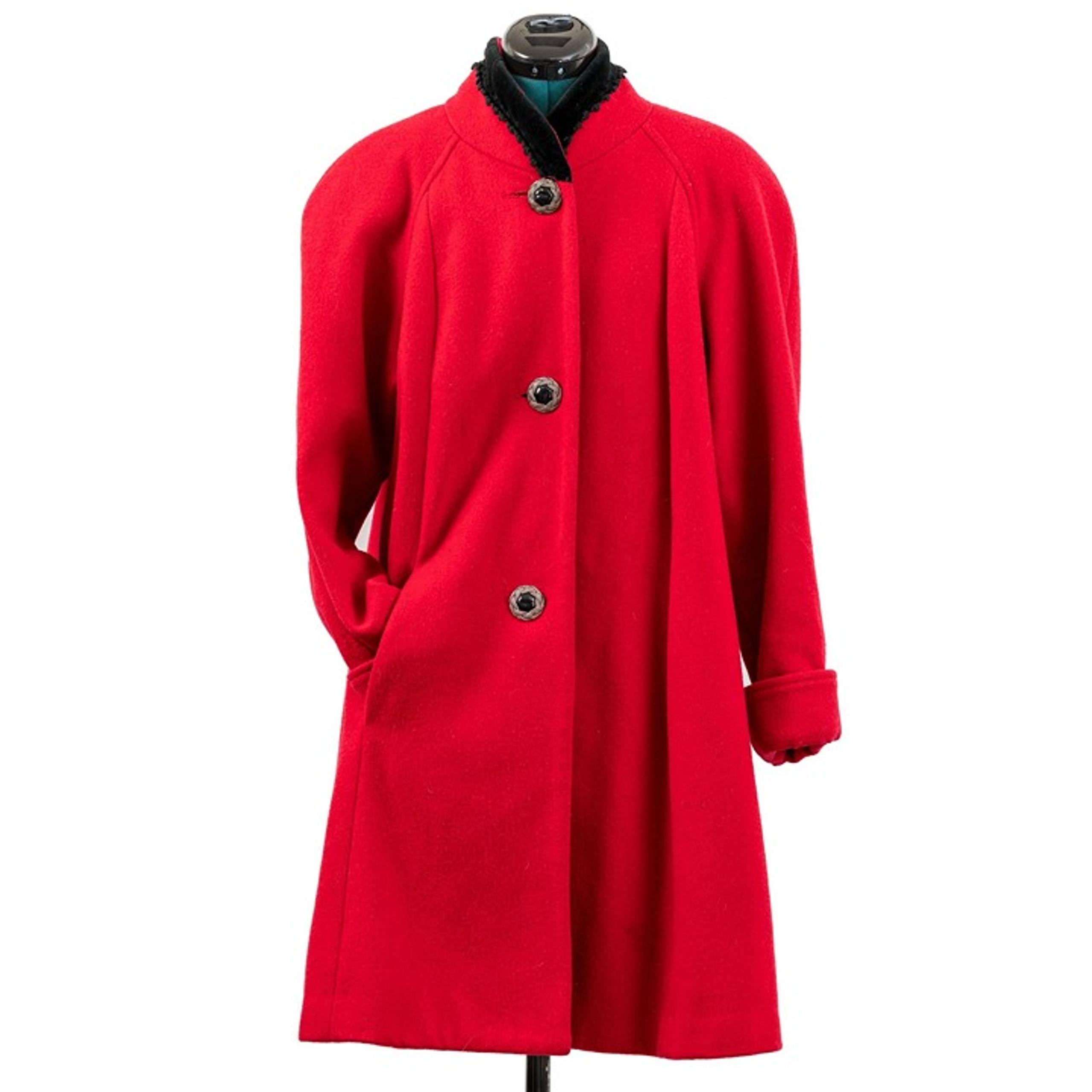 Vintage Wool Red Peacoat Jacket with Velvet Collar Womens 6