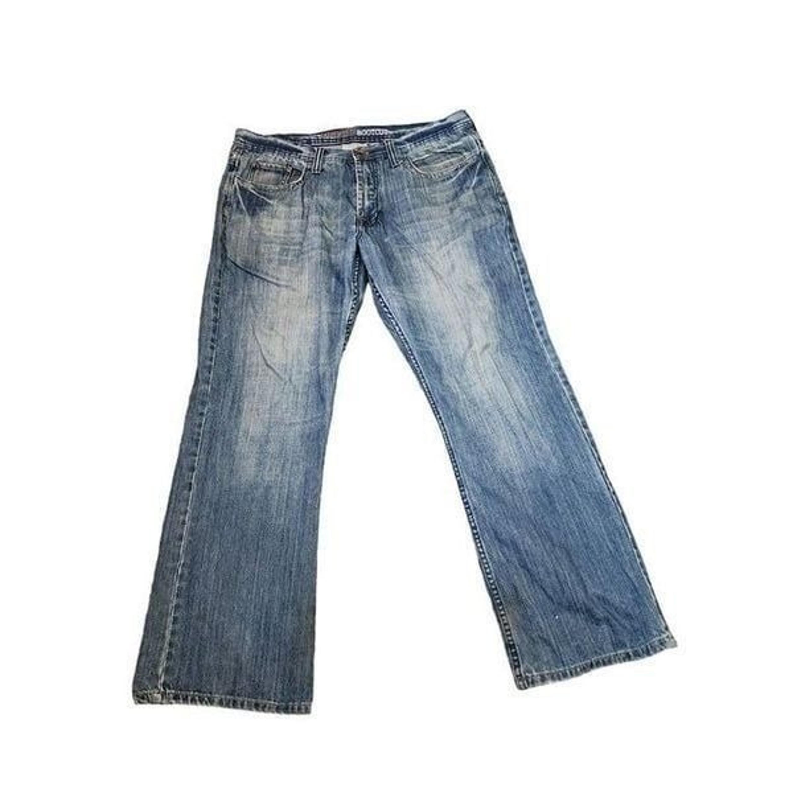 Vintage Y2K Urban Up Lowrise Bootcut Distressed Denim Jeans Mens Size 36 x 32 Bl