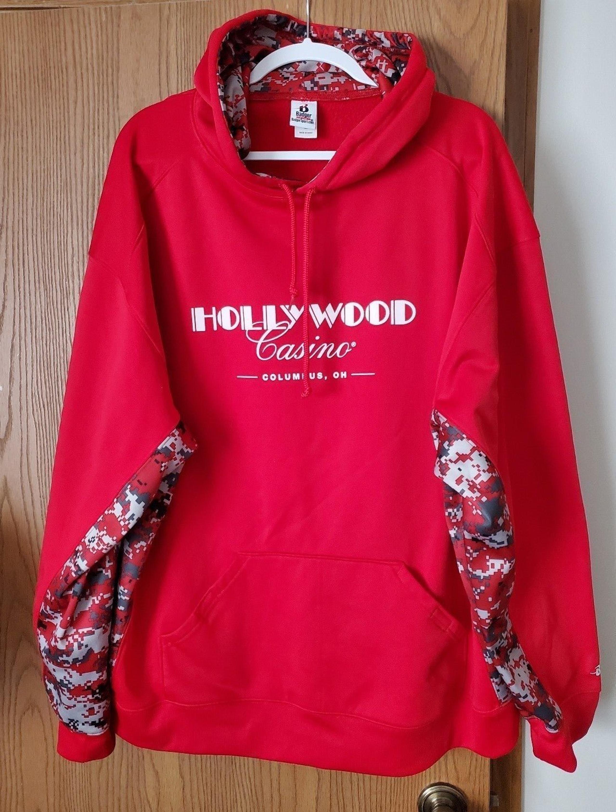 Camo Red/Black/Grey Blend Hoodie Hollywood Casino Logo 3XL