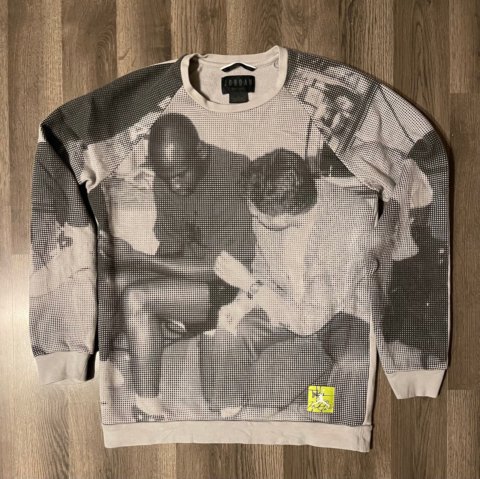 Air Jordan Men's Legacy Tinker Fleece Crew Sweatshirt Grey-Black
