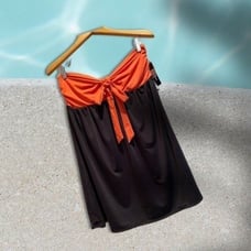 DKNY Orange and Black Bandeau Swimdress L NWT