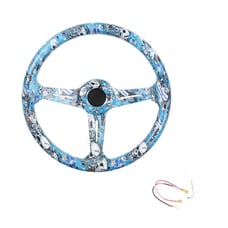 NEW JDM UNIVERSAL 350MM SKULL Style Acrylic Deep Dish 6 Holes Steering Wheel