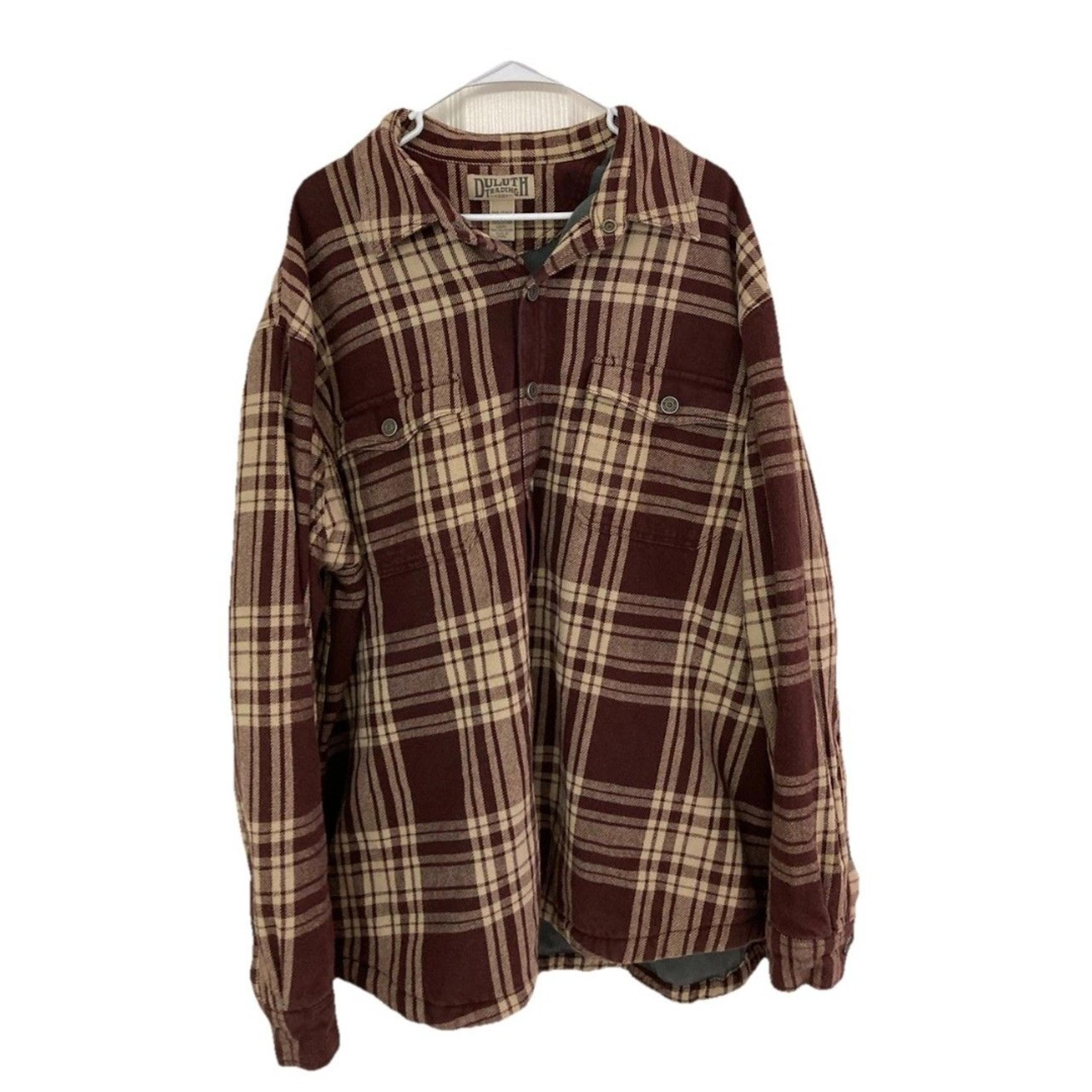 Men’s Duluth Trading Flapjack Shirt Jacket Red Plaid 2XLT Heavyweight