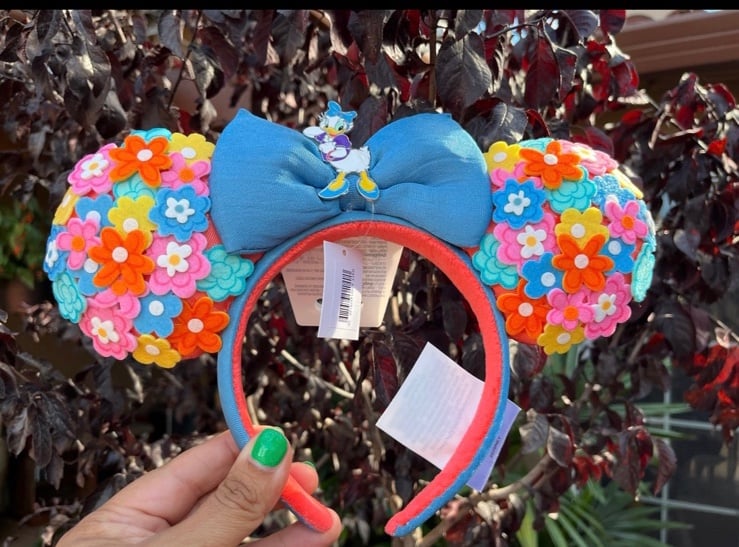Disney Parks 2023 Daisy Duck Floral Minnie Mickey Mouse Bow Ear Headband NEW