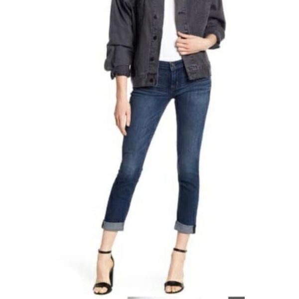 NWT Women's Hudson Bacara Straight Crop Dark Wash Cuffed Jeans- Size 27