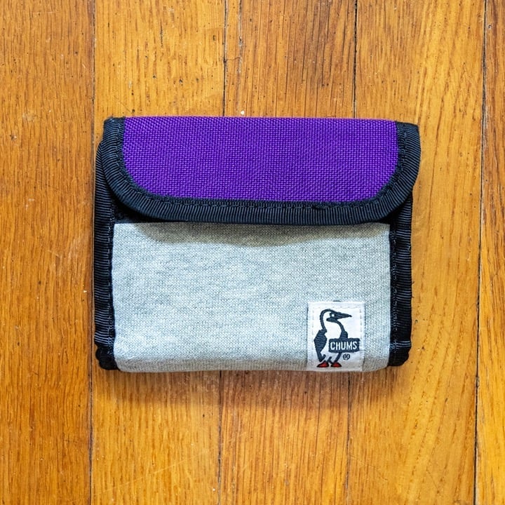 Chums Trifold Wallet Sweat Nylon ID Card Holder for Men Purple Grey Black