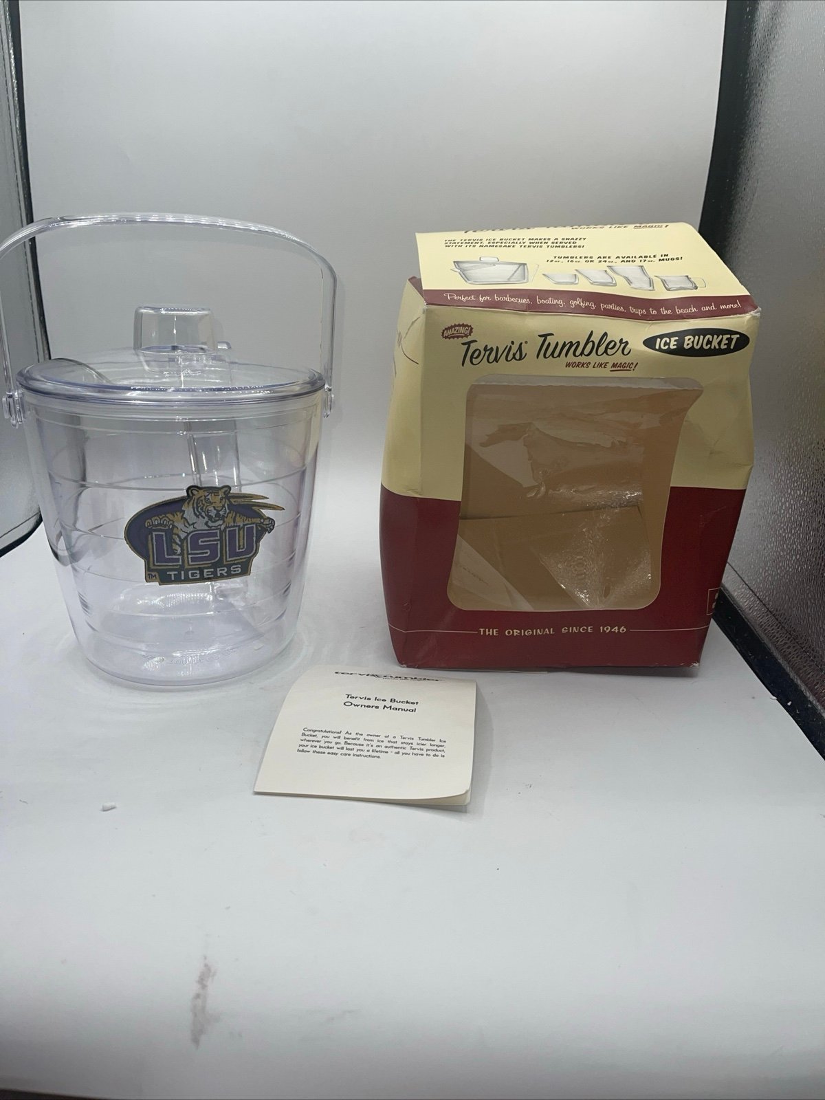 Licensed LSU TIGERS Logo Tervis Tumbler Insulated Ice Bucket w/ Lid & Tongs
